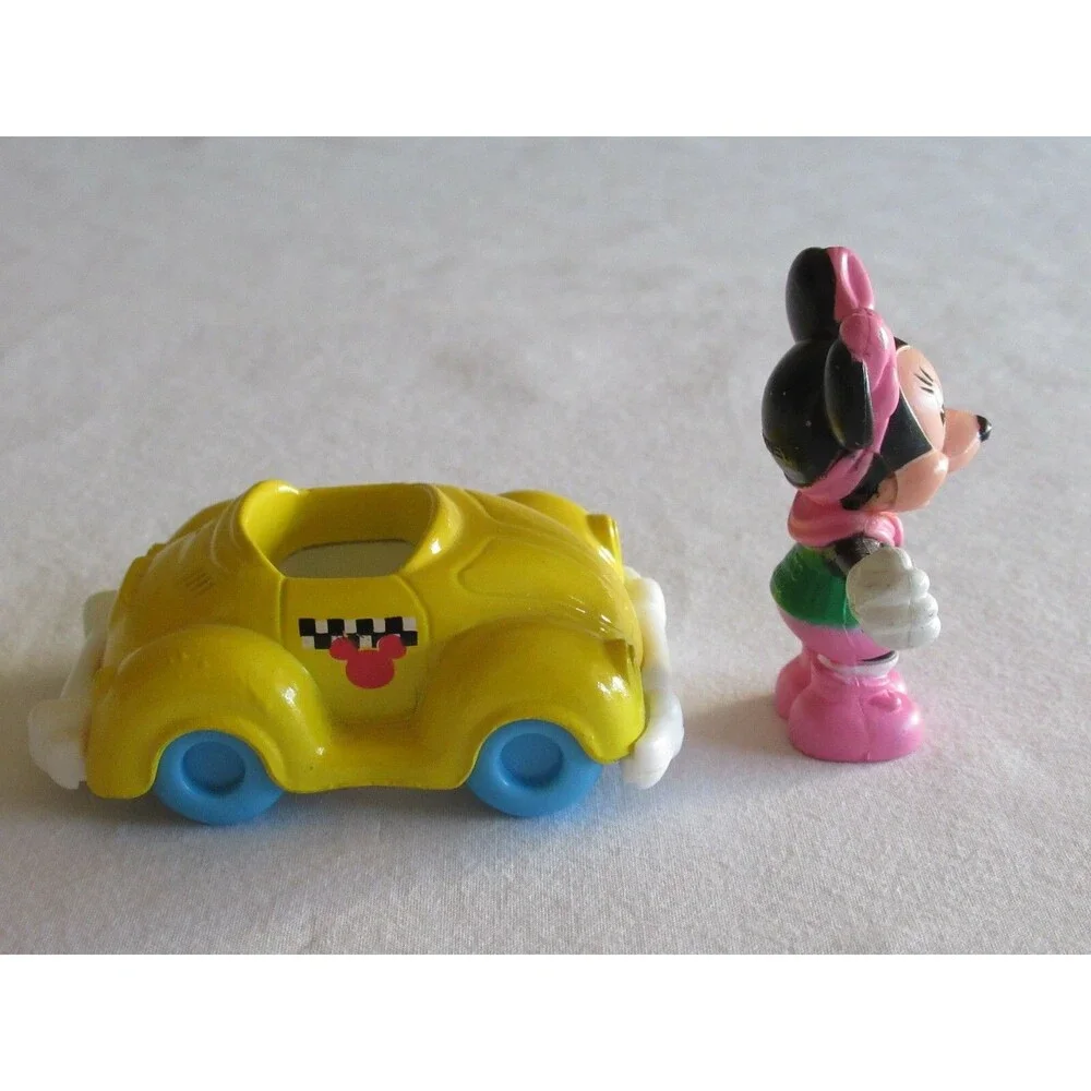 Vintage Disney Mickey Mouse Arco Yellow Die Cast Car W/ Minnie instead of Mickey